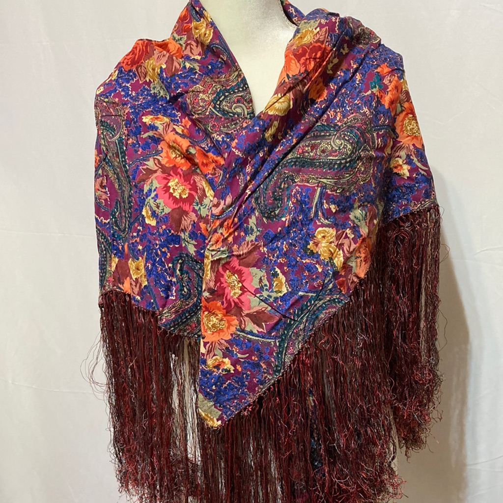 Brand New Impressions Floral Pattern Fringed ShawlScarf